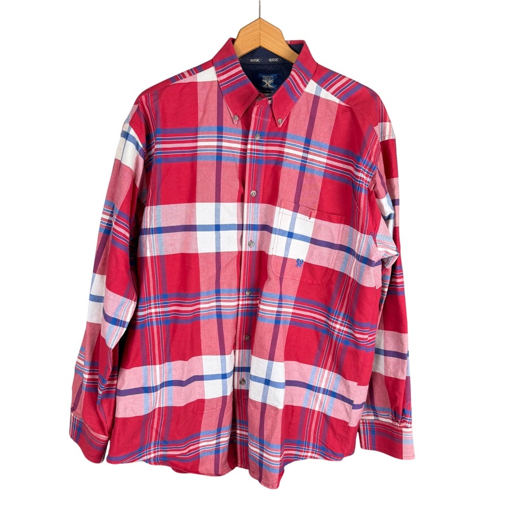Wrangler 20X Mens Red Plaid Long Sleeve Button Down Western Shirt Large MJ4702M